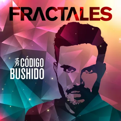 Portada de «Fractales»: la silueta de David García hecha de triángulos de colores, rosas, morados y verdes.